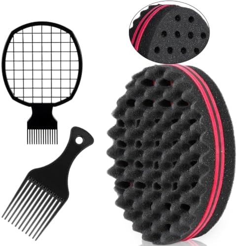 3-Piece Curl Sponge Kit with Afro Pick and Styling Comb by YAYAMO