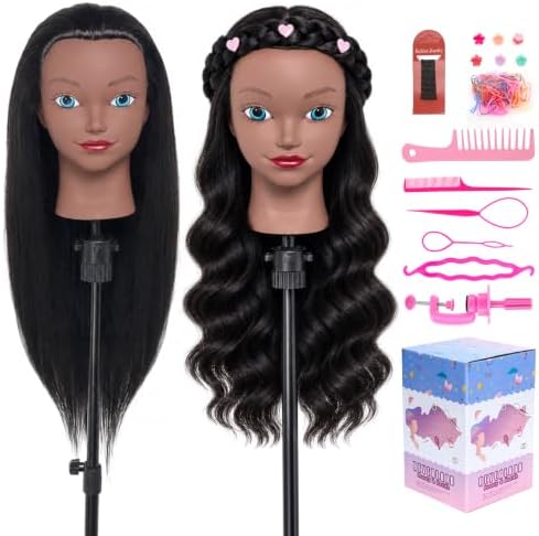 Mannequin Head with 80% Human Hair, 22" Doll Head for Hair Styling by NeverlandBeautyHealth