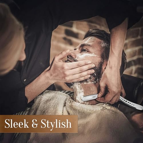 Facón Straight Razors for Men - Professional Barber Straight Edge Razor Kit with 100 Blades, Classic Stainless Steel Barbero Shaver for a Smooth & Precise Shave, Premium Barber Razor for Men's Shaving - Image 3
