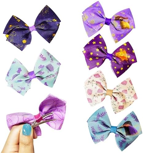 Disney Wish Kids Hair Bows - Hair Accessories Set - 7 Pcs 4 Inch Bow Bundle - Hair Bows for Girls - Different print on each clip - Alligator Clip - Ages 3+ - Image 6