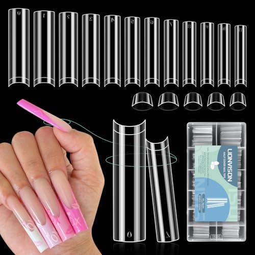 LIONVISON XXL Nail Tips Square: 504PCS Half Cover No C Curve Nail Tips by WelcometovisitLIONVISON