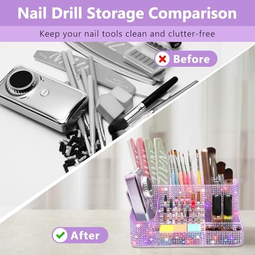 CGBE Nail Drill Holder, 28 Holes Nail Drill Bit Holder - Diamond Purple - Image 4