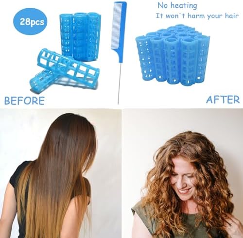 28PCS Heatless Snap-On Self-Grip Plastic Hair Curlers Set - DIY or Salon Hairstyling Tools (1.5cm/0.6in) - Image 4