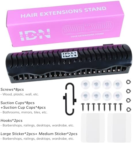 IDN BEAUTY Hair Extension Holder Stand for Styling, 4 Installation Modes With Tool, Hair Extension Holder Designed to Securely Hold Your Extensions for Washing, Styling, Packing and Storing (Black) - Image 6