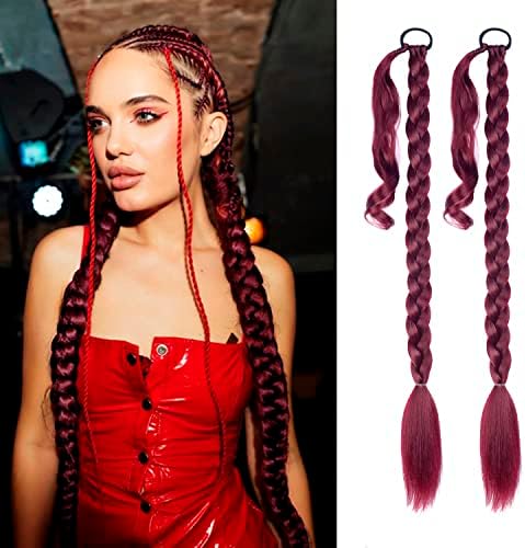2 Pack Long DIY Braided Ponytail Extension Rave Hair Extensions for Women by LyoRuSi