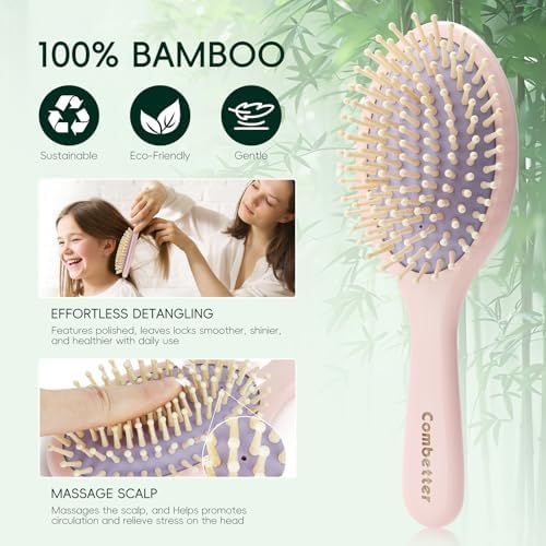 Bamboo Hair Brush – Detangler & Scalp Massage for All Hair Types - Image 2