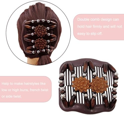 Suptizizkz 5 Pieces Stretchy Magic Hair Comb Adjustable Elastic Comb Hair Clip for Women Girls No Crease Hair Pins Vintage Hair Bun Maker Hair Accessories for Curly Thick Wavy Hair Ponytail, Mixed - Image 4