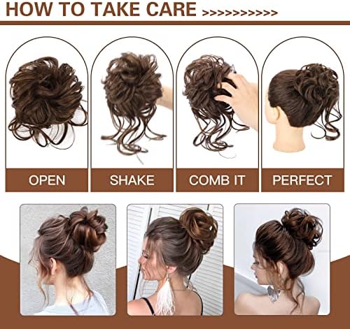 HMD 5 Pieces Messy Hair Bun Hairpiece Tousled Updo for Women - Image 5