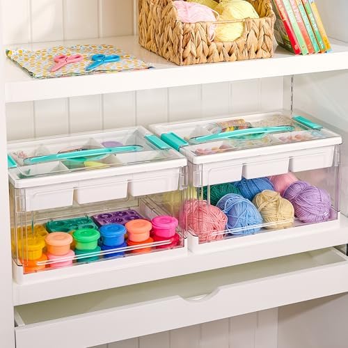 Vtopmart 24 QT Clear Plastic Craft Storage Box with Tray & Dividers, 2 Pack - Image 6