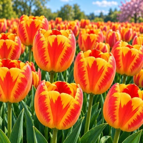25 Banja Luka Tulip Bulbs | Red Yellow Darwin Hybrid Flowers for Gardens by CZGrain