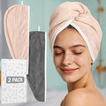 VOOVA & MOVAS Hair Towel Wrap for Women 2 Pack,Gray Pink,Anti-Frizz Soft by VOOVAMOVAS