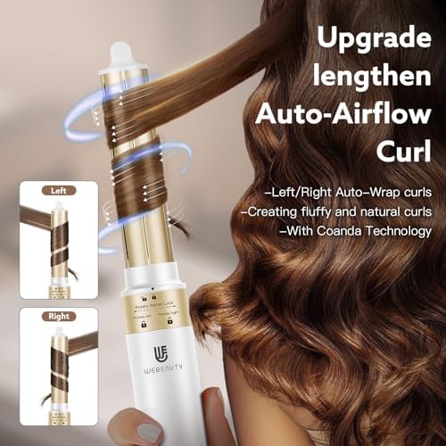 Hair Dryer Hot Air Styler: High-Speed Blow Dryers with Negative Ionic for Fast Drying Frizz Control, Extra Long Barrel 1 1/4 Inch Curling Iron Airflow Auto Wrap Curler for Quick Styling (White) - Image 4