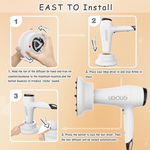 LIGOLIG Hair Difuser Attachment Universal Diffuser Hair Dryer for 1.4-inch to 2.4-inch Blow Dryer, Hair Diffuser for Curly Hair and Natural Wavy Hair (White) - Image 5