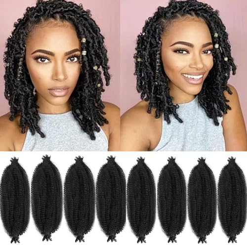 Celie Marley Twist Braiding Hair Extensions 12 Inch Pre-Separated Springy Afro Twist Hair 8 Packs Suitable for Damaged Soft Locs Synthetic Cuban Mini (1B#, 12 Inch (Pack of 8)) by Celie