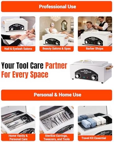 High-Temperature Cleaning Box for Metal Tools, 1.5L Capacity Dry Heat Nail Tool with Adjustable Timer 110V 300W, 122℉-428℉ Cleaning Cabinet for Nail Salons, Dentals, Barbers & Home Use - Image 5