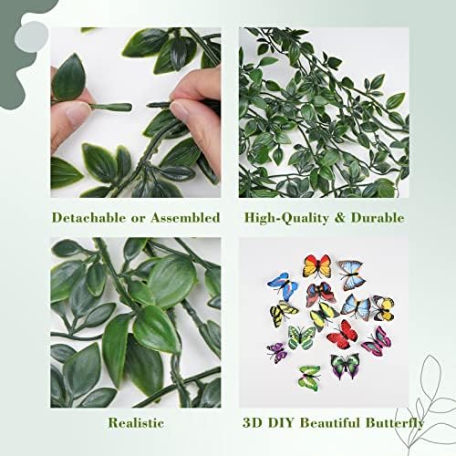 BLEUM CADE Fake Hanging Plants, 2pcs Artificial Hanging Potted Plant, Faux Mandala Vines Hanging Plant Greenery for Wall Shelf Home Living Room Indoor Outdoor Decor - Image 7