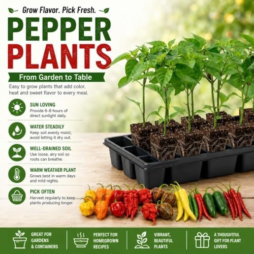 2 Yellow Bonnet Pepper Live Plants, 4-7" Tall Pepper Seedlings - Image 4