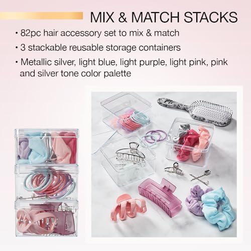 Scunci by Conair 82 piece hair accessory kit - hair accessories for women - claw clips - includes stackable storage - Image 3
