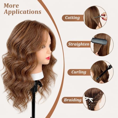 Mannequin Head 100% Real Human Hair 20-22" for Practice Cutting Bleaching - Image 5