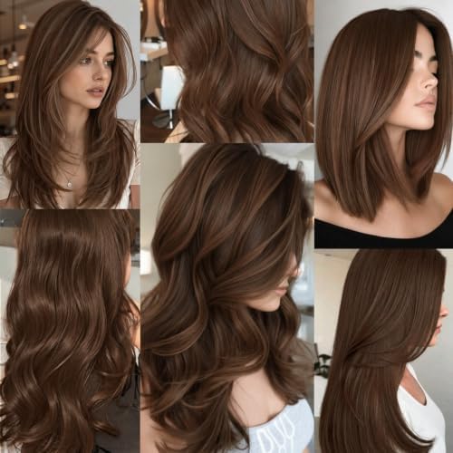 Colored Hair Extensions Clip in Light Brown Hairpieces 14 PCS - Image 6