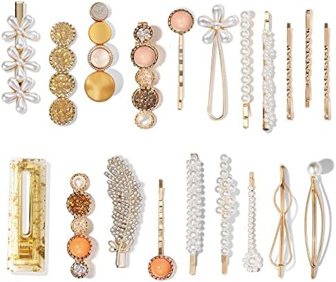 Mehayi 20 PCS Pearl Hair Clips Set Fashion Korean Acrylic Resin Hair Barrettes, Bobby Pins Hairpins for Women and Ladies Girls Headwear Styling Tools, Hair Accessories for Decorative Party Wedding by Mehayi