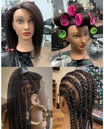 Hairingrid Mannequin Head 16"-18" 100% Real Hair Hairdresser Cosmetology Mannequin Manikin Training Head Hair and Free Clamp Holder (R72026B0216) - Image 6