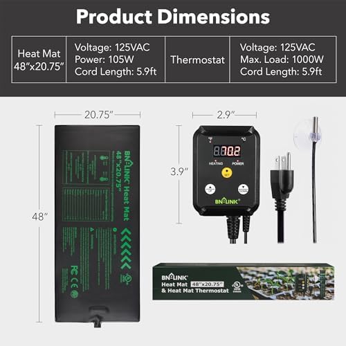 BN-LINK 48" x 20.75" Seedling Heat Mat with Thermostat Controller Combo Set - Image 2