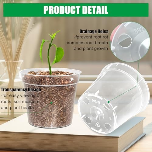 BTPLASTIK 50 Pack 2.5 Inch Clear Nursery Pots for Plants, Sturdy Plastic Plant Pot for Planting Vegetables Flowers Seedlings, Transparent Seed Starter Pots with Drainage Holes, garden, Gardening Gifts - Image 3