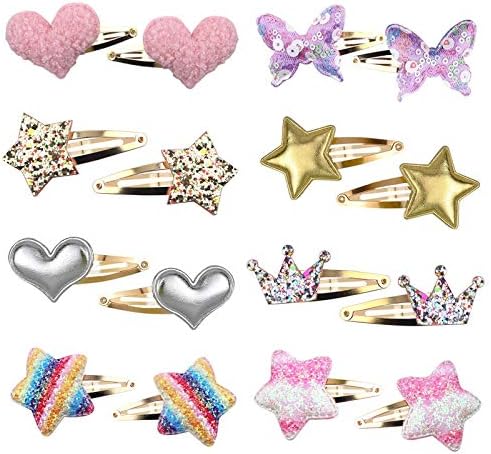 Gingbiss 16 Pcs Girls Hair Clips, Cute Sparkly Snap Hair Barrettes for Kids by Gingbiss
