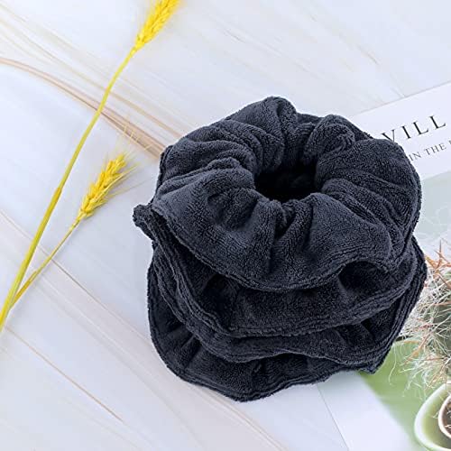 IVARYSS Super Towel Scrunchies for Drying Hair, Absorbent and Soft Microfiber for Frizz Free, Large Thick Ponytail Holder Wet Hair Accessories for Women and Girls, 4 PCS (Black) - Image 5