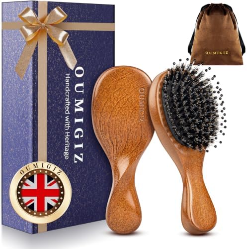 Small Boar Bristle Hair Brush British Craftsmanship Handmade by Oumigiz