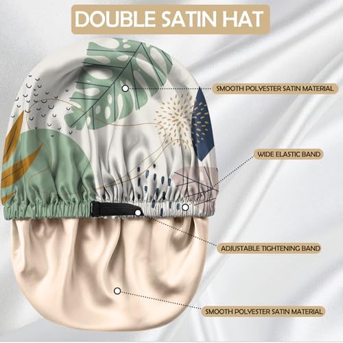 Satin Hair Bonnet Silk Bonnet for Sleeping Double Layer Elastic Adjustable Reusable Cute Aesthetic for Women Girls - Image 4