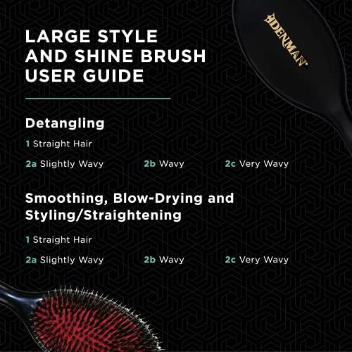 Denman Boar Bristle Hair Brush – Smoothing & Shine Enhancing for Slick Back Styles, Curl Defining & Detangling. Natural Bristles for all Hair Types for Women & Men - Image 6