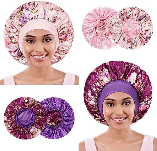 2pcs Satin Silk Hair Bonnet for Sleeping, Sleep Bonnets for Women by PHILIGHTS