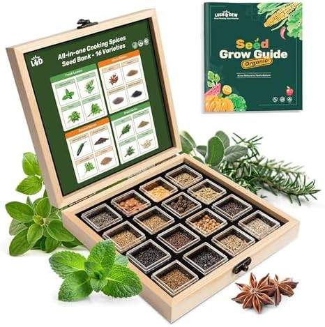 Lush&Dew Culinary Herbs Garden Seed Bank, Gardening Gifts for Women Men by LUSHDEW