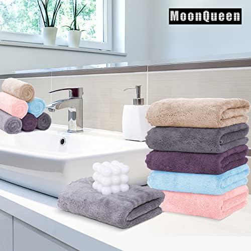 MOONQUEEN 6 Pack Premium Hand Towels - Quick Drying - Microfiber Coral Velvet Highly Absorbent Towels - Multipurpose Use as Hotel, Bathroom, Shower, Spa, Hand Towel 16 x 28 inches (Multicolor) - Image 2