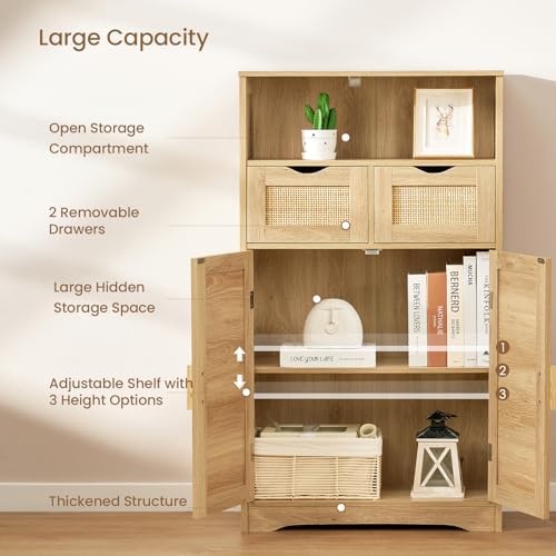 Iwell Bathroom Storage Cabinet with 2 Drawers, Small Kitchen Pantry Cabinet - Image 6
