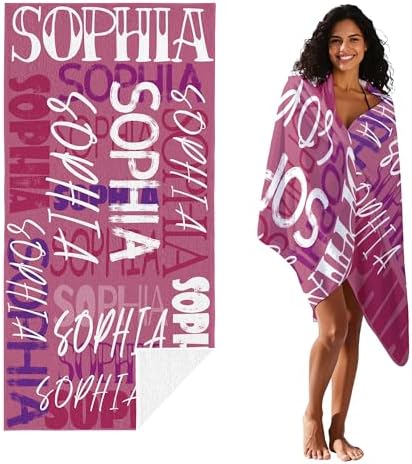 JML Personalized Beach Towel with Name, Custom Beach Towel with Name, Customized Microfiber Pool Towel, Quick Dry & Absorbent Swim Towel for Adult,Anniversary, Birthday, Summer Holiday,Vacation - Image 2