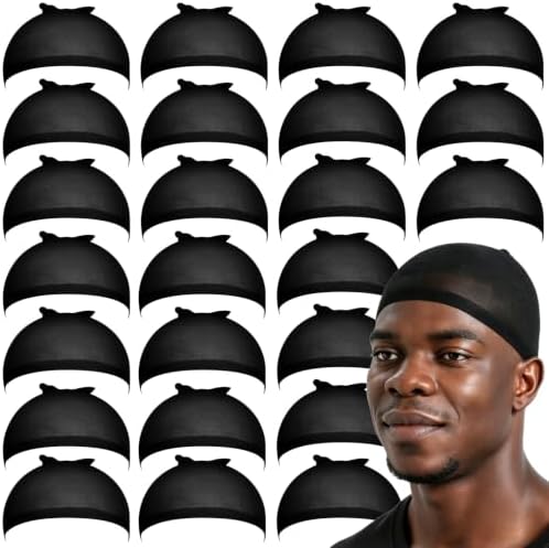 Fandamei 24PCS Black Wig Cap for Men, Hair Nets Stocking Caps, Nylon Wig Caps, Hair Net for Men, Stretchy, Natural, Lightweight Wave Caps for Daily Wear Halloween Cosplay by FANDAMEI