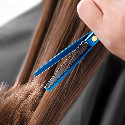 6.89 inch Hair Cutting Scissors Set With Thinning Knife - Blue - Image 6