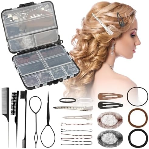163psc Hair Accessories Kit, Bobby Pins Pins Hair Net Hairs Clips and Hairs Ties, for Women Girls Dance Ballet Cheerleading Travel with Storage Box by Unknown