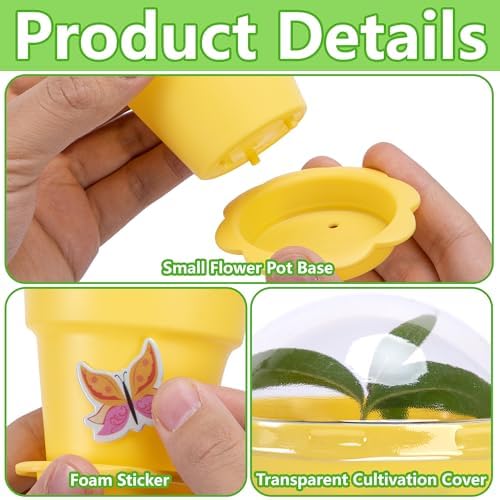 25 Packs Cupcake Plant Nursery Pots with Humidity Dome, Small Plastic Flower Plant Pots with 20 Sheet Stickers, Seeds Starter Pot Flower Planting Container for Seedlings Succulent Display (Mix Colors) - Image 3