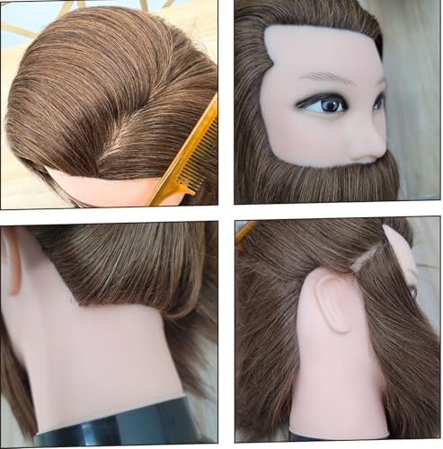 Barber Male Mannequin Head Human Hair with Beard - Image 4