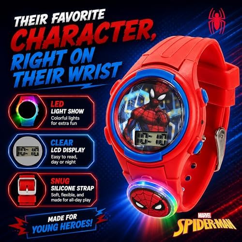 Marvel Spider-Man Kids Watches – Digital Display, Interactive Features, Adjustable Strap, Vibrant Spider-Man Graphics, Durable for Active Kids - Image 2