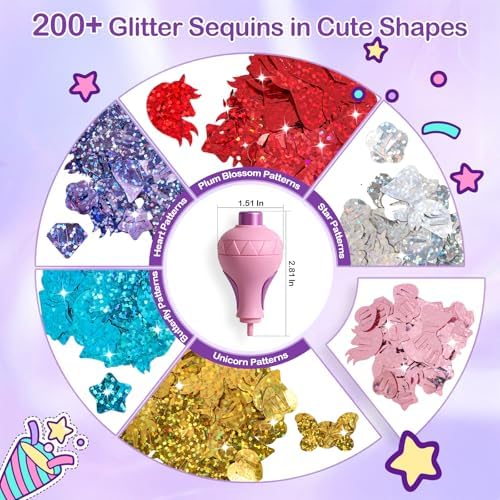 Hair Gem Stamper Kit – Hair Jewelry & Bling Craft Toys for Girls – Sparkling Hair Accessories with Glitter Sequins – DIY Hair Arts Crafts – Birthday Gifts for 5 6 7 8 9 10 11 12 Year Old - Image 4