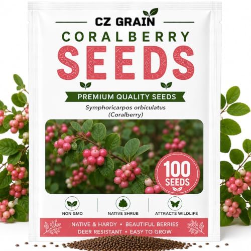 Coralberry Bush Seeds for Planting | 100 Seeds | Pink Berry Native Shrub by CZGrain