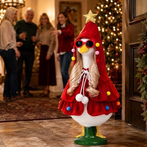 3PCS Porch Goose Outfits Christmas Tree Set for 17 & 23 Inch Goose Statue - Image 5