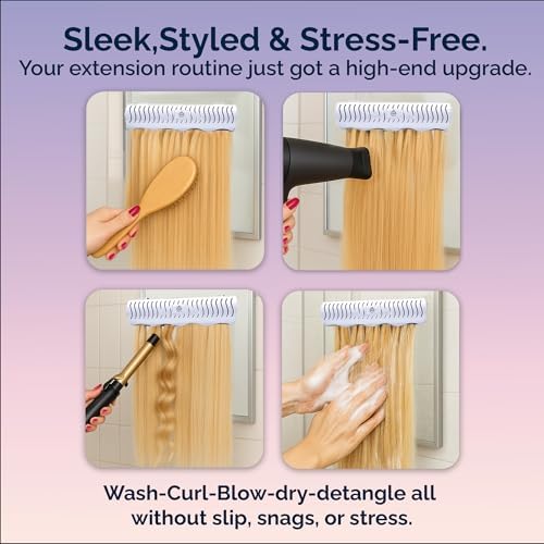 Carter Girls & CO. Hair Extension Holder 4 Mounting Options & Tools | Fully Equipped Hair Extension Hanger with Holds Clip-ins, Tape-Ins, Wefts for Washing, Styling, Storage & Travel (White) - Image 5