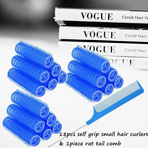 18PCS Self Grip Small Hair Curlers Heatless Roller Hair Curlers Pro Salon Hairdressing Curler DIY Curly Hairstyle Hair Rollers Tools Rat Tail Comb for Women Medium Short Hair(0.8 x 2.4 Inch) - Image 2