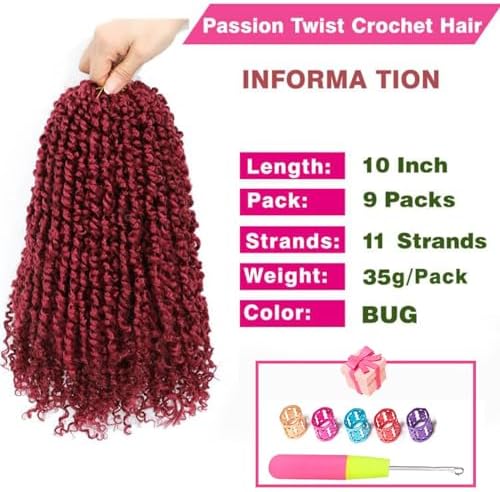 Passion Twist Crochet Hair 10" BUG# Short 9Packs - Image 5